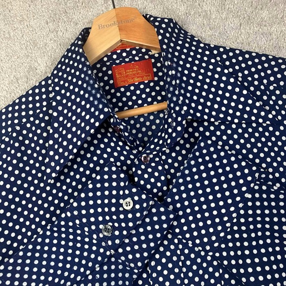 Sears Other - Vintage 70s Sears Kings Road Mens Blue Polka Dot Disco Shirt 16 Large Dagger